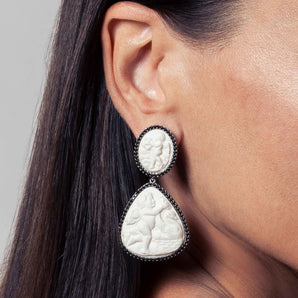 White Cherubs With Goose Earrings